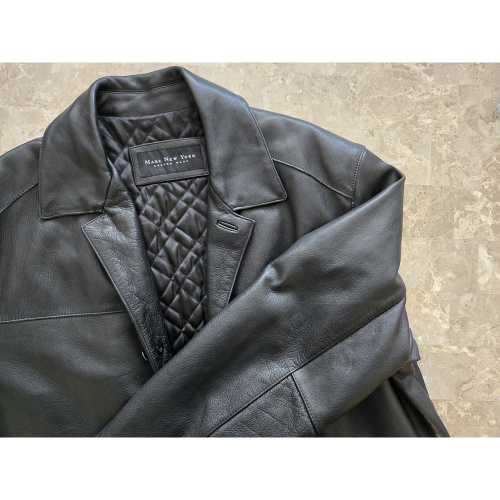 MARC New York Black Leather Jacket Coat Mens Sz XL